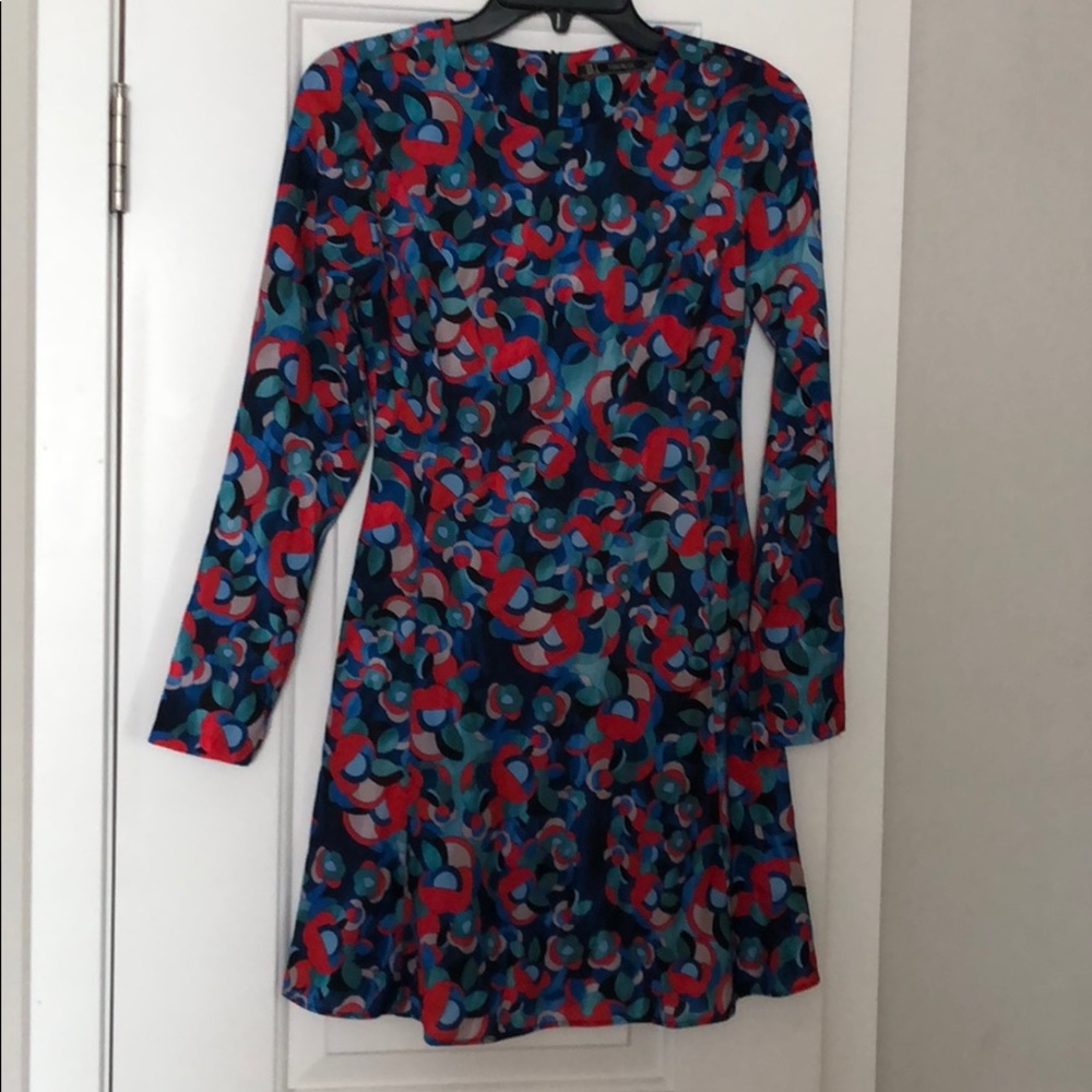 Zara printed long sleeve skater dress